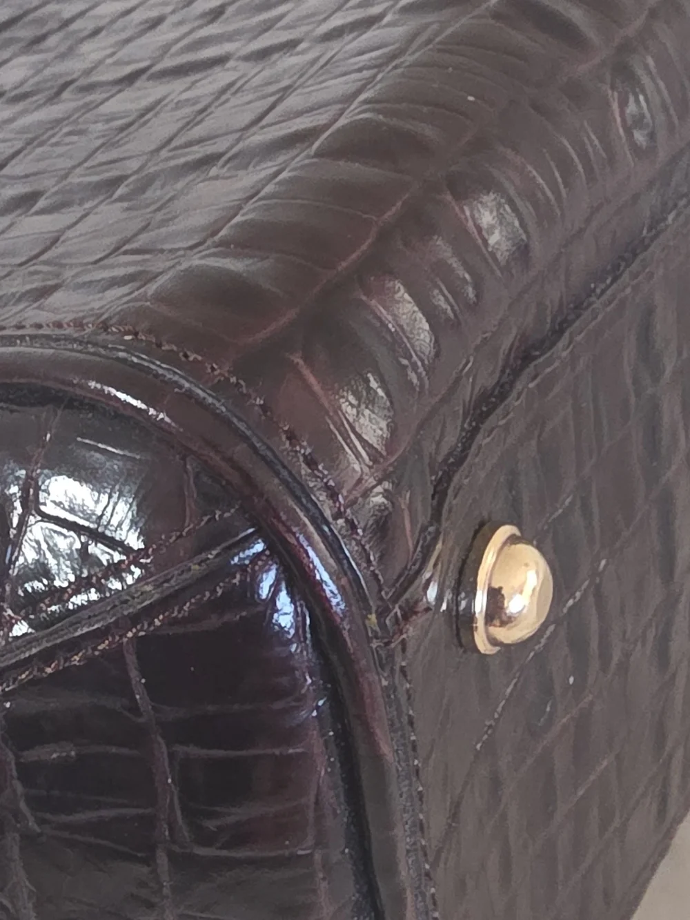 Brahmin Black Croc-Embossed Women's Satchel Bag - Gold Hardware